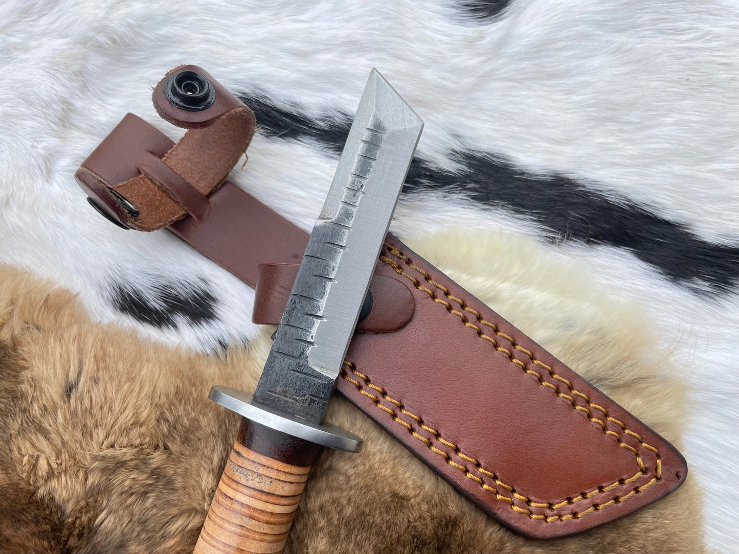 Carbon Steel Stacked Leather Knife