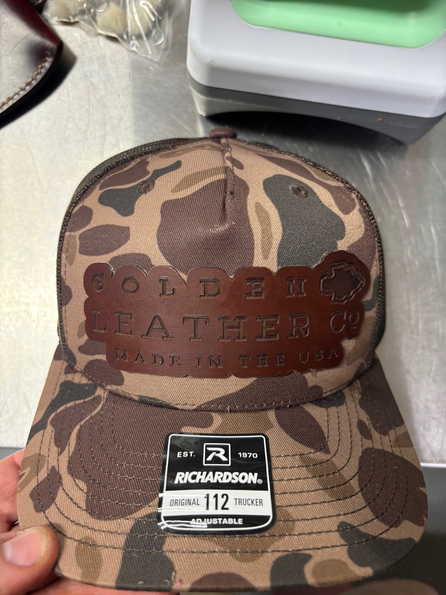 Custom leather patch hat