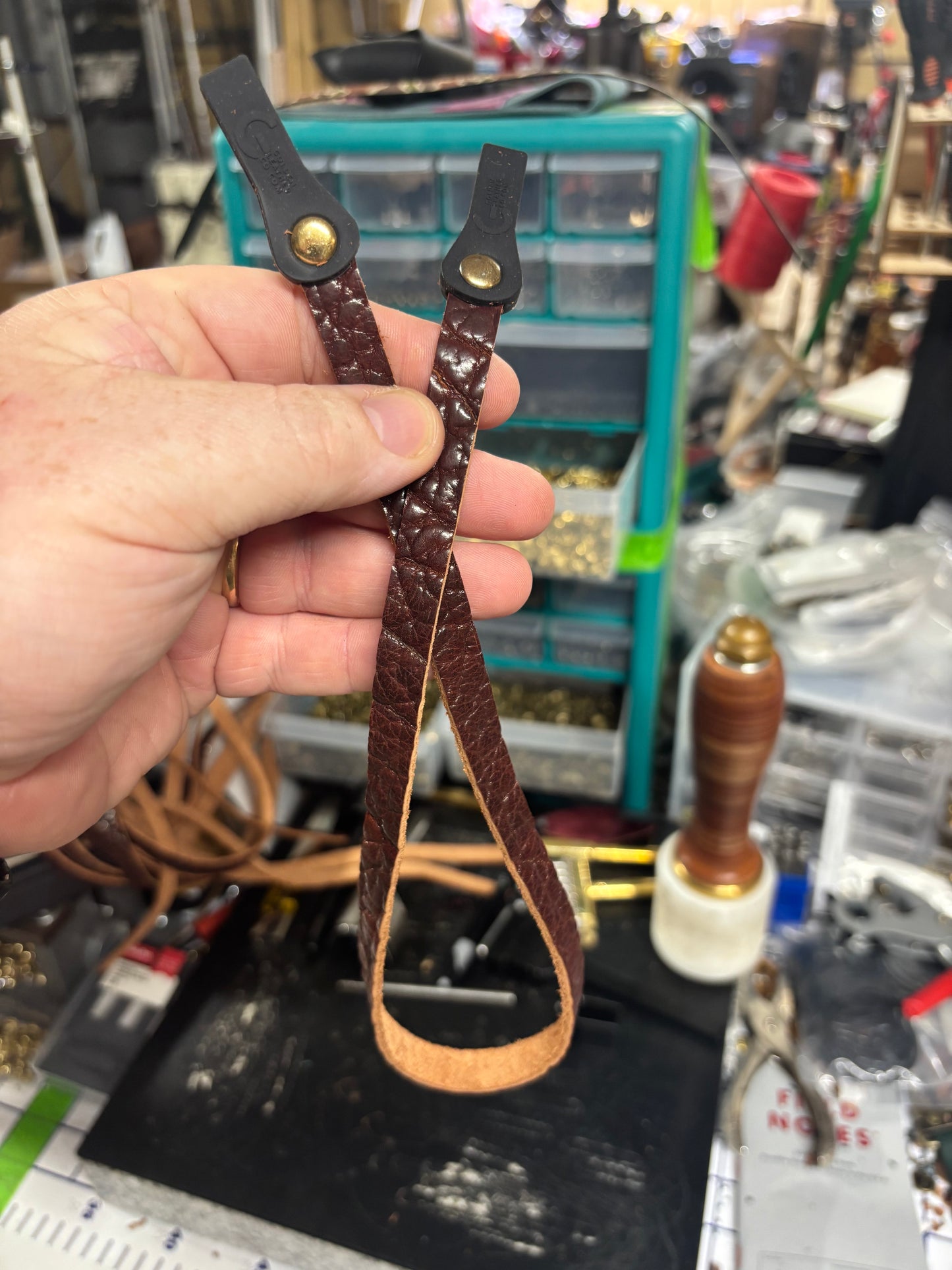 Shrunken Bison Leather Sunglasses Strap