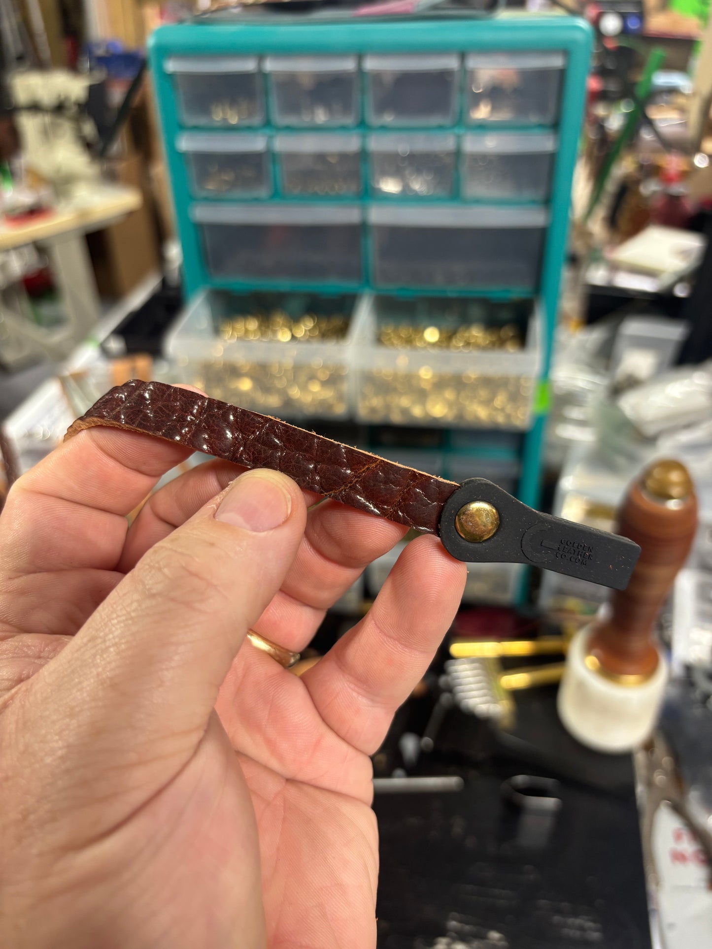 Shrunken Bison Leather Sunglasses Strap